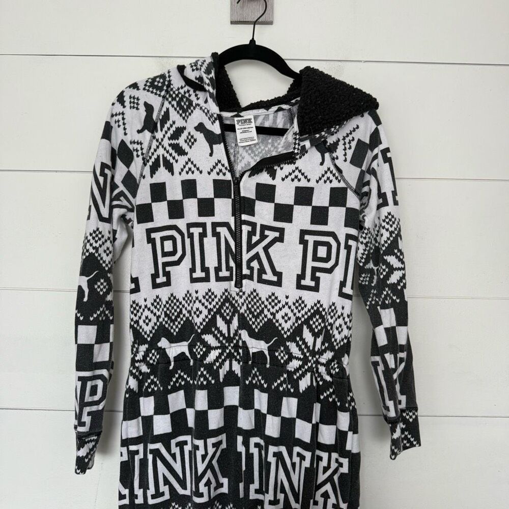 Victoria’s Secret Pink Women’s XS Sherpa Hooded One Piece Pajama